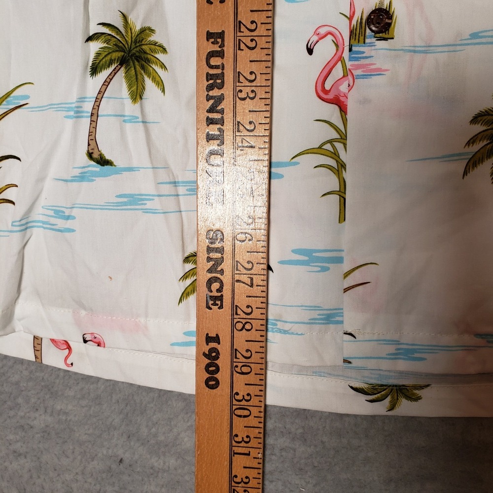 Pacific Legend Flamingo Hawaiian Shirt Mens Medium White Tropical Palm Tree New - Picture 5 of 5